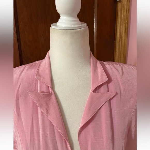 Vintage 1950s Dress Size M Wiggle Dress Baby Pink Ball Zipper Collared Cut Out - Picture 8 of 8